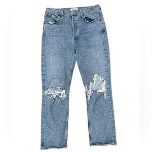 Agolde Riley Distresses Straight Leg Jeans